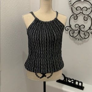 INC Black and Silver Evening Top